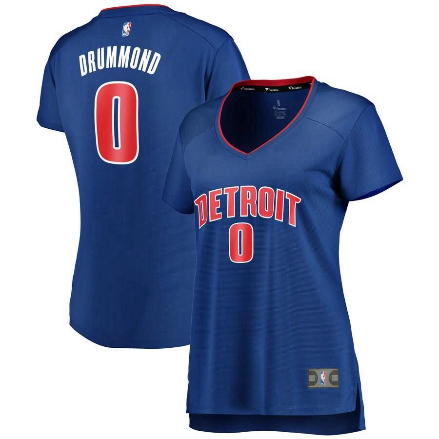 Detroit Pistons Andre Drummond Fanatics Branded Fast Break Icon Jersey Womens - Blue | Ireland S3259P2